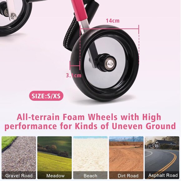 Wheels for Small Pets Hind Limbs,Disabled Hind Legs Walking Stable,Pink,S - Picture 4 of 7